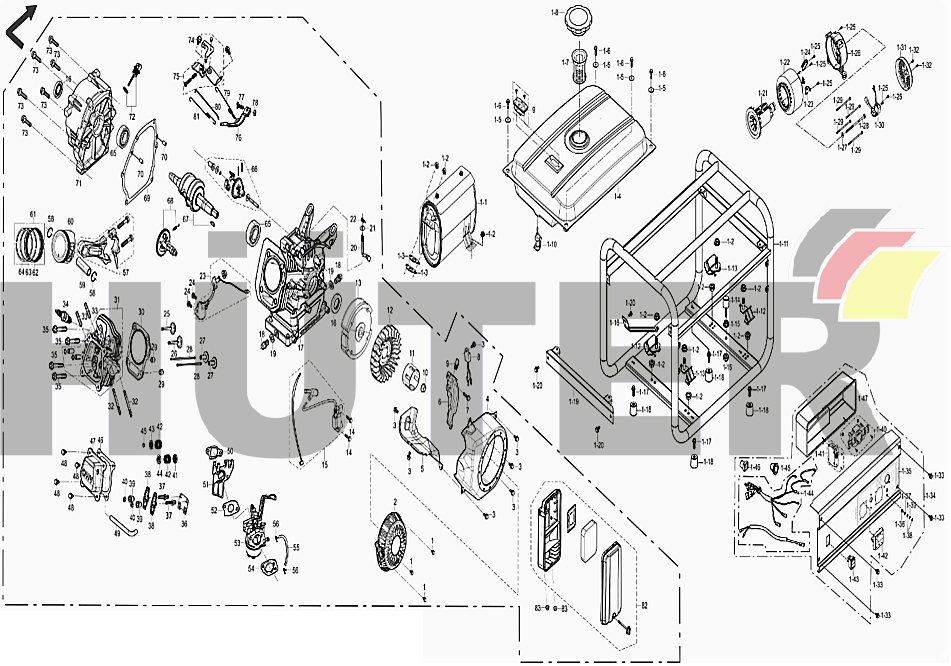 Запчасти для портативного бензогенератора Huter DY4000L Huter серии KEM 64/1/21