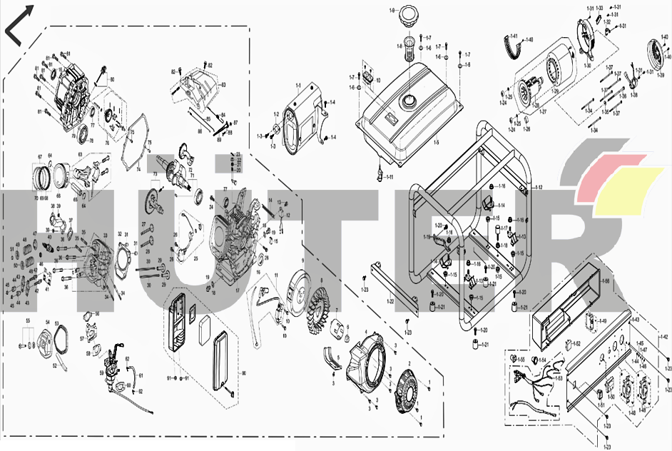 Запчасти для портативного бензогенератора Huter DY5000L Huter серии KEM 64/1/5