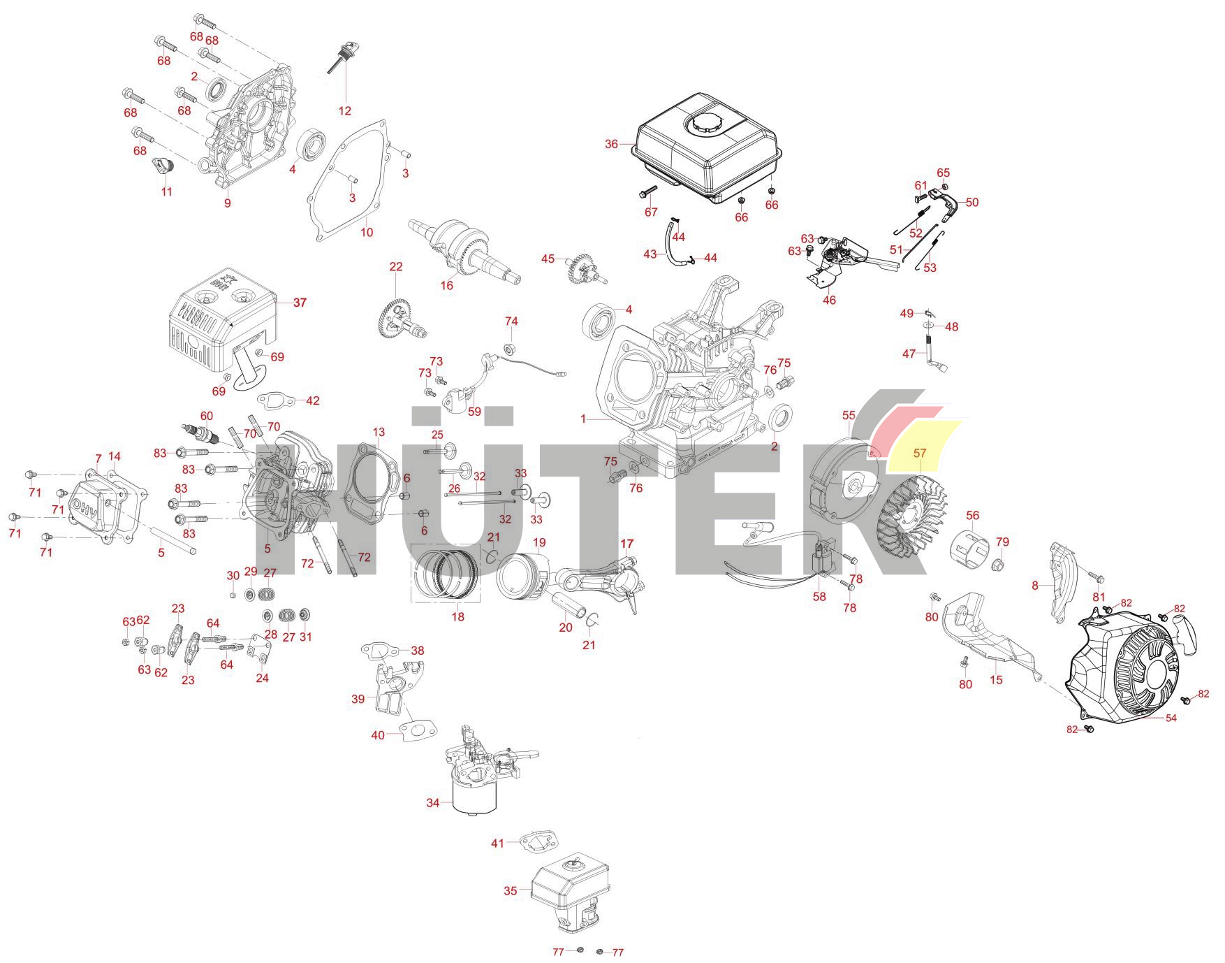 Двигатель 170F HUC 70/5/2