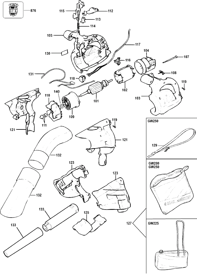 Воздуходувка Black and Decker GW225 TYPE 5