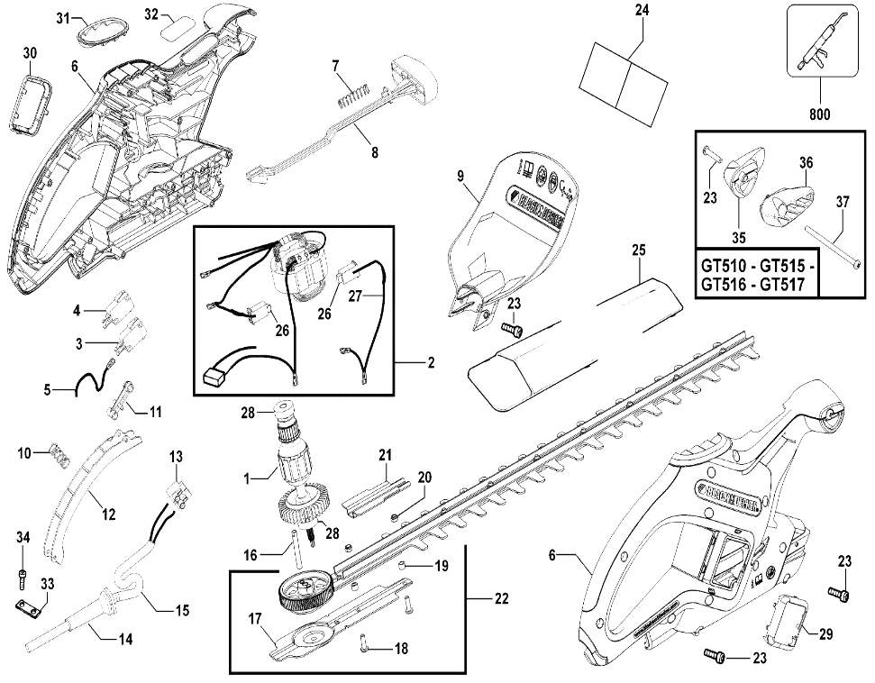 Кусторез Black and Decker GT516 TYPE 1