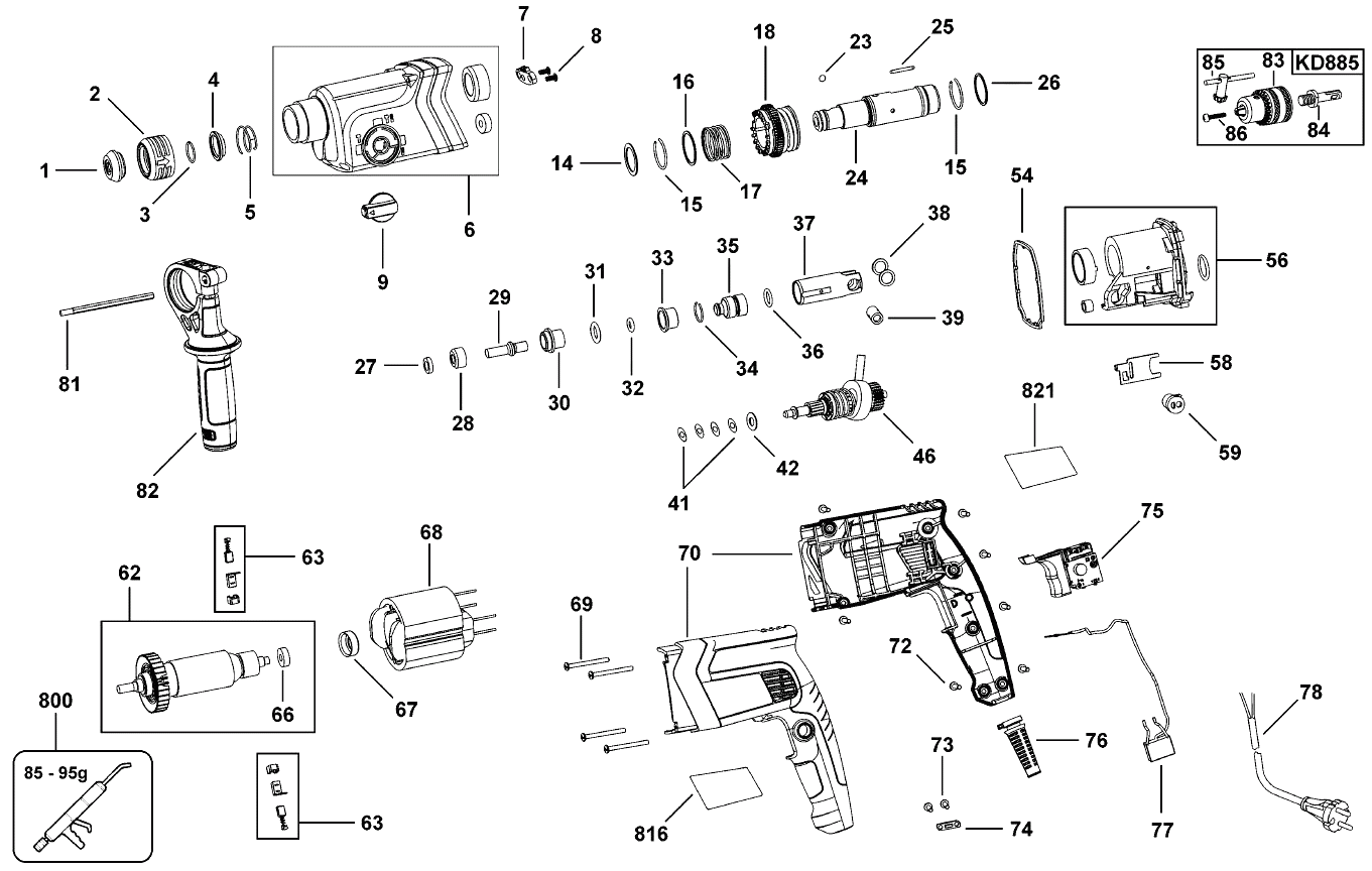 Перфоратор Black and Decker KD855 TYPE 2