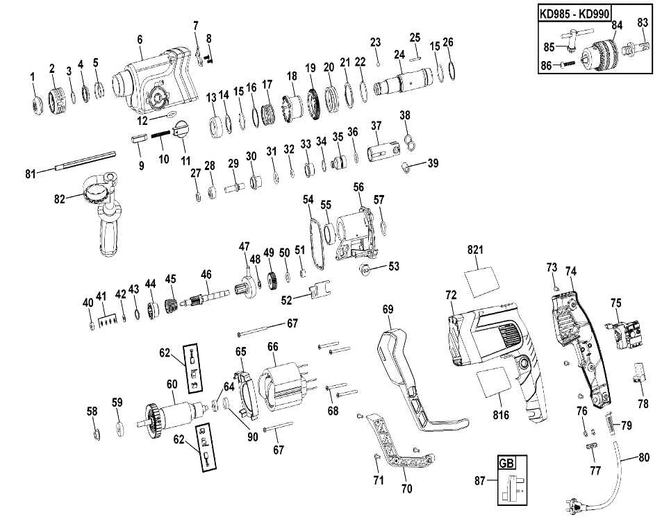 Перфоратор Black and Decker KD975 TYPE 1