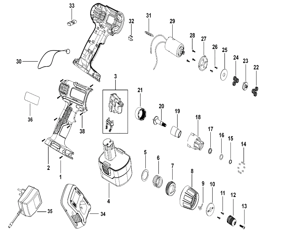 Дрель Black and Decker CD121K TYPE 1