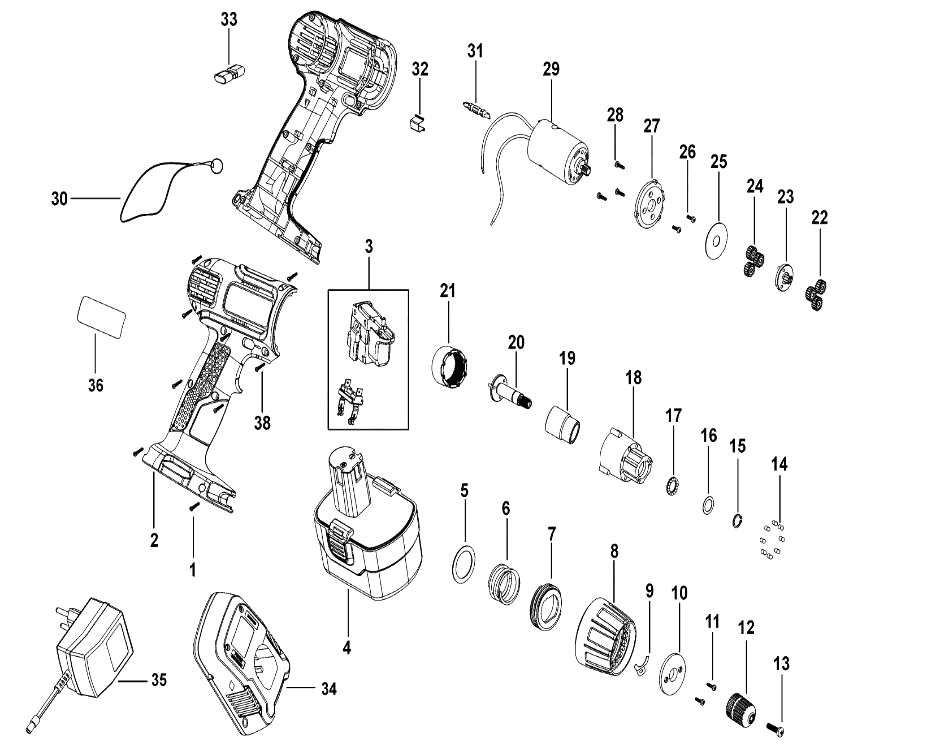 Дрель Black and Decker CD121K TYPE H1