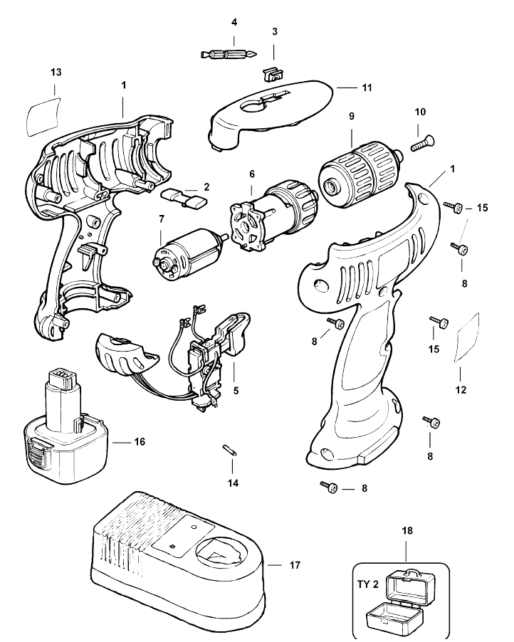 Дрель Black and Decker CD231K TYPE 2