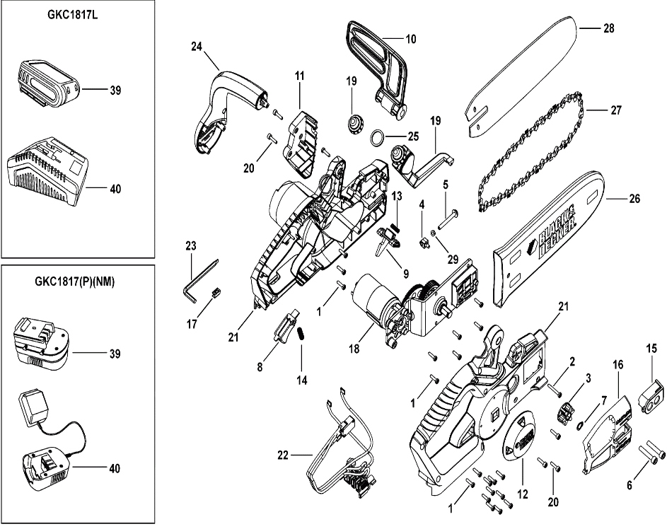 Цепная пила Black and Decker GKC1817L TYPE H1