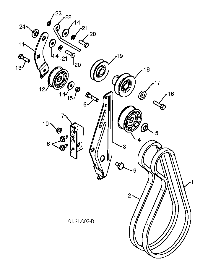 Шасси, двигатель и шкивы A