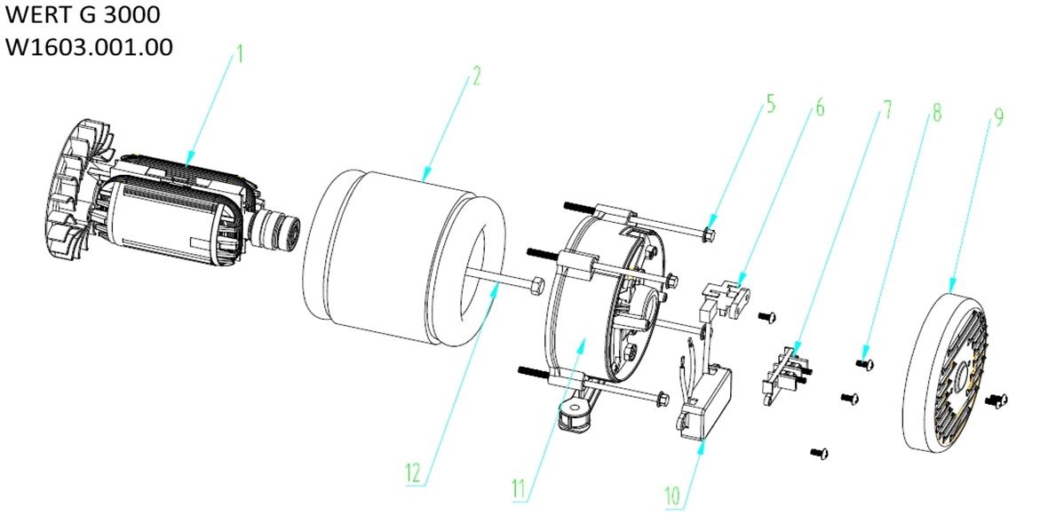 ЗАПЧАСТИ ДЛЯ ГЕНЕРАТОРА БЕНЗИНОВОГО WERT G 3000 (W1603.001.00) (АЛЬТЕРНАТОР)