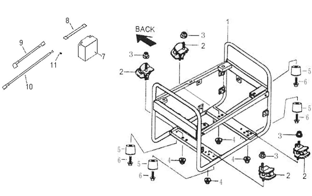 ЗАПЧАСТИ ДЛЯ ГЕНЕРАТОРА БЕНЗИНОВОГО WERT G 8000E (РАМА)