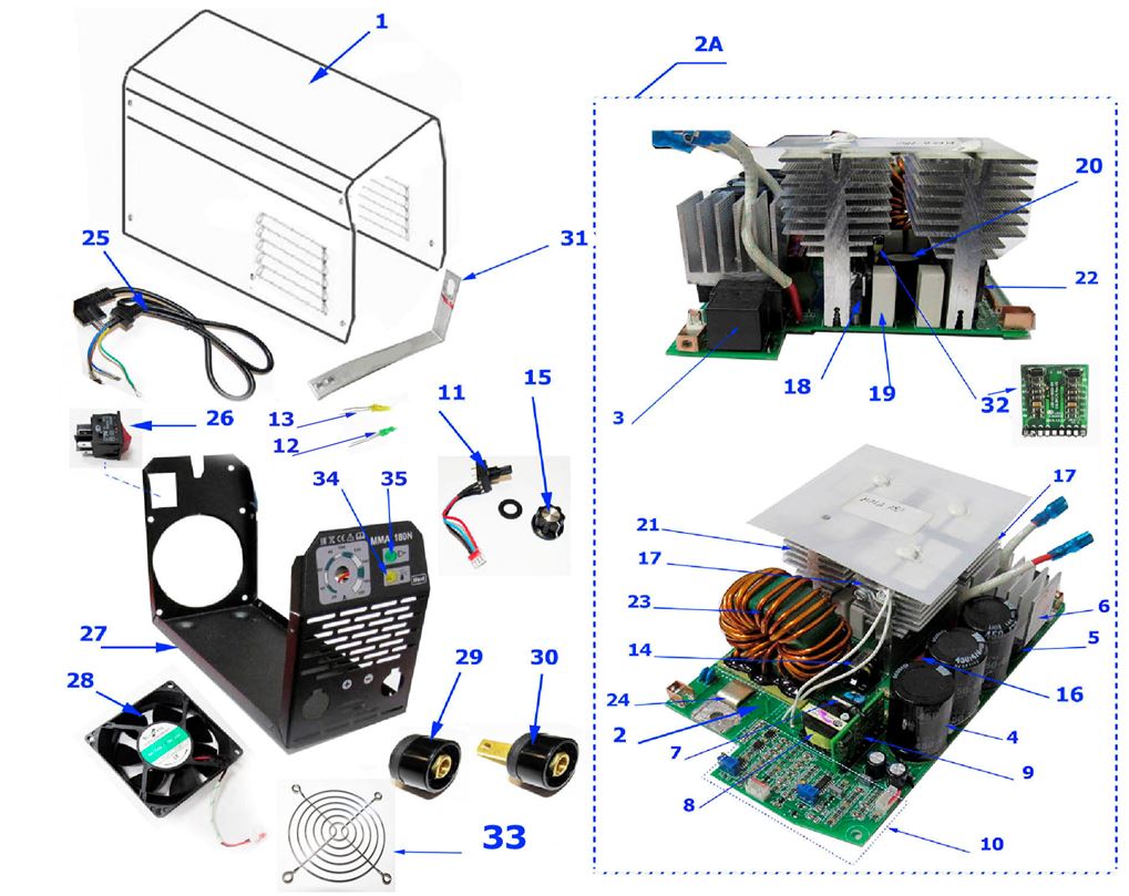 ЗАПЧАСТИ ДЛЯ ИНВЕРТОРА СВАРОЧНОГО WERT MMA 200N (ДО 2017 ГОДА)