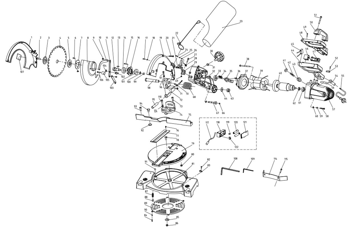 ЗАПЧАСТИ ДЛЯ ПИЛЫ ТОРЦОВОЧНОЙ ЭЛЕКТРИЧЕСКОЙ WERT MS 1321 (W2007.001.00)