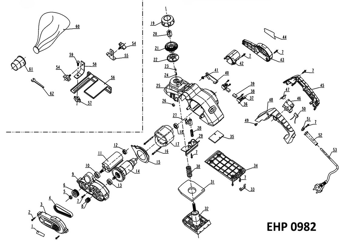 ЗАПЧАСТИ ДЛЯ РУБАНКА ЭЛЕКТРИЧЕСКОГО WERT EHP 0982 (2019 ГОД)