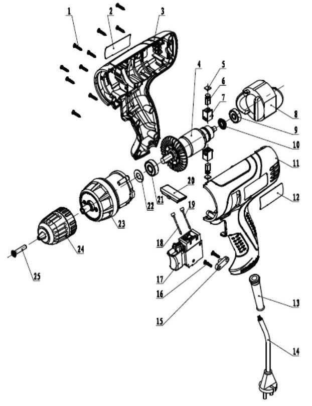 ЗАПЧАСТИ ДЛЯ ДРЕЛИ ЭЛЕКТРИЧЕСКОЙ WERT EDS 280RE