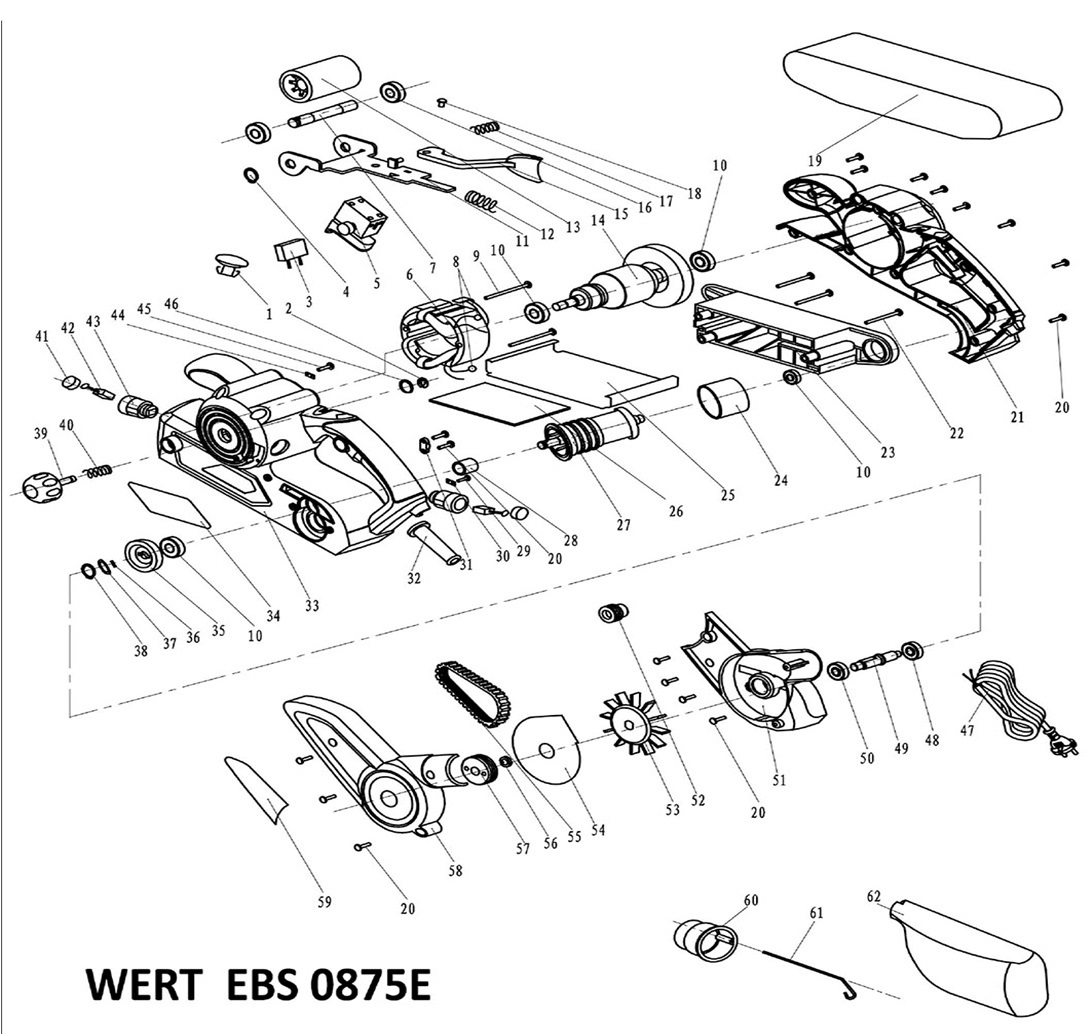 ЗАПЧАСТИ ДЛЯ МАШИНЫ ШЛИФОВАЛЬНОЙ ЛЕНТОЧНОЙ ЭЛЕКТРИЧЕСКОЙ WERT EBS 0875E