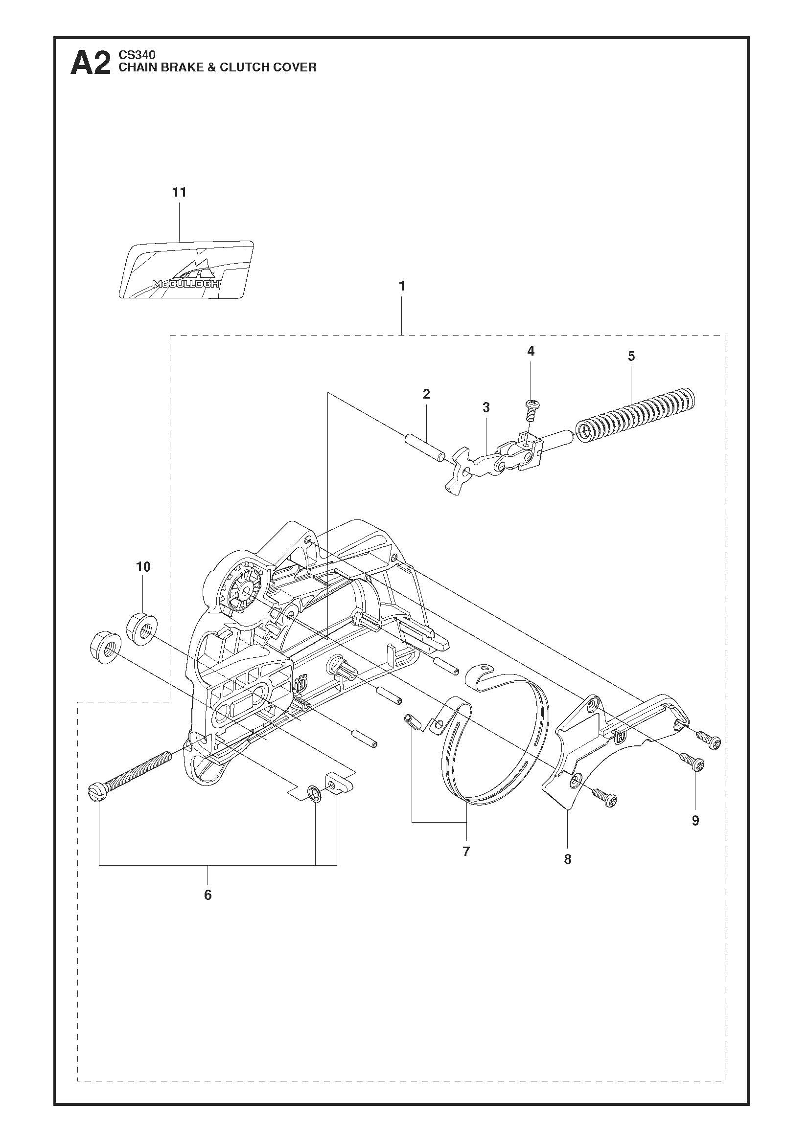 Цепной тормоз и крышка сцепления