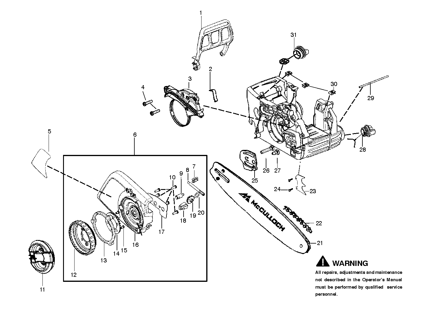 Цепной тормоз и крышка сцепления