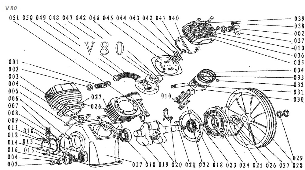 ЗАПЧАСТИ ДЛЯ КОМПРЕССОРА ПОРШНЕВОГО REMEZA СБ4/С-270.V80 (ДЕТАЛИРОВКА БЛОКА ПОРШНЕВОГО)
