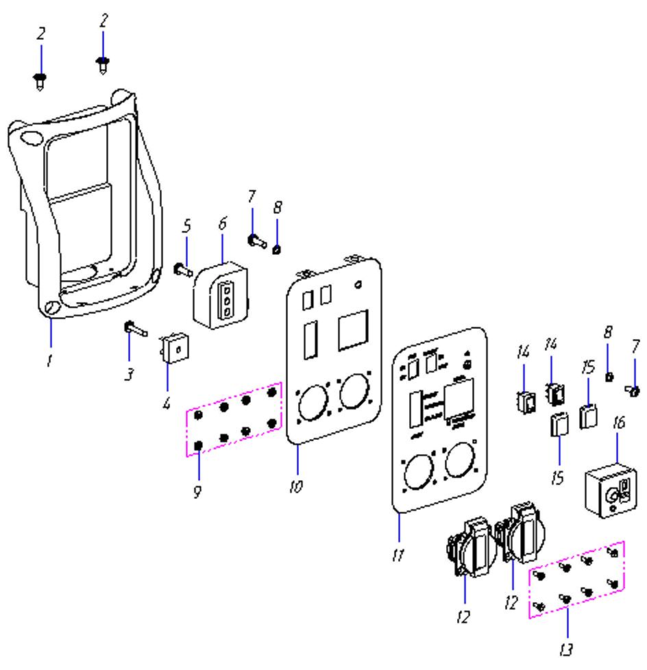 ЗАПЧАСТИ ДЛЯ ГЕНЕРАТОРА ИНВЕРТОРНОГО БЕНЗИНОВОГО ЗУБР ЗИГ-2500 (ПАНЕЛЬ УПРАВЛЕНИЯ)