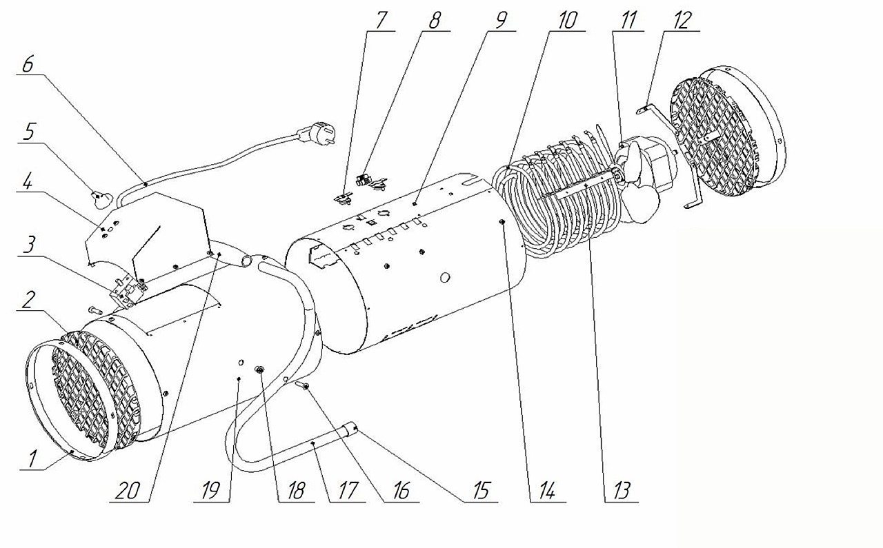 ЗАПЧАСТИ ДЛЯ НАГРЕВАТЕЛЯ ЭЛЕКТРИЧЕСКОГО (ТЕПЛОВЕНТИЛЯТОРА) ЗУБР ЗТП-М1-5000