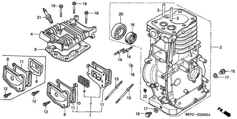 ЗАПЧАСТИ ДЛЯ ДВИГАТЕЛЯ БЕНЗИНОВОГО HONDA G150 (ТИП FLJT) (ЦИЛИНДР, ГОЛОВКА ЦИЛИНДРА)