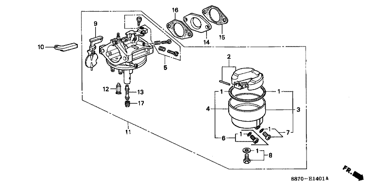 ЗАПЧАСТИ ДЛЯ ДВИГАТЕЛЯ БЕНЗИНОВОГО HONDA G150 (ТИП FP1T) (КАРБЮРАТОР)