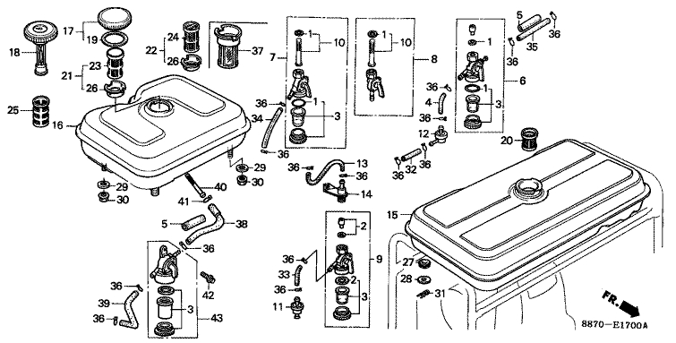 ЗАПЧАСТИ ДЛЯ ДВИГАТЕЛЯ БЕНЗИНОВОГО HONDA G150 (ТИП QAF) (БАК ТОПЛИВНЫЙ)