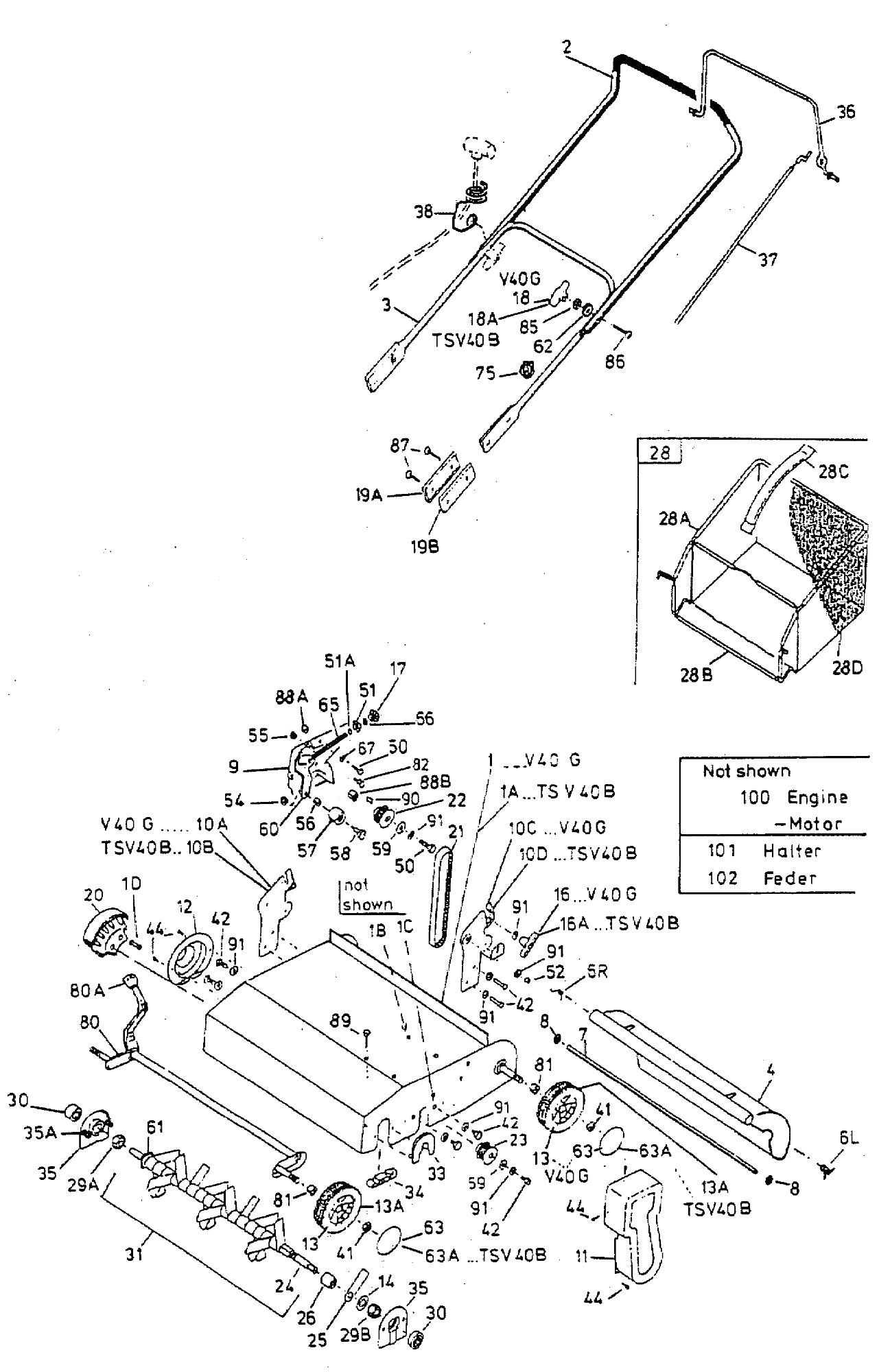 MTD Основная деталировка(год выпуска 2003) V40G / 16BPM02U678