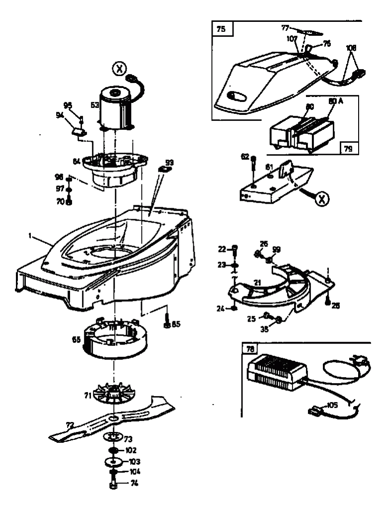 Газонокосилка MTD Артикул 18BBL5P-678 (год выпуска 2000). Электрические детали, лезвия