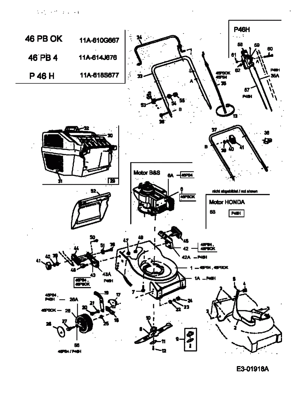 MTD Артикул 11A-614J676 (год выпуска 2004). Основная деталировка