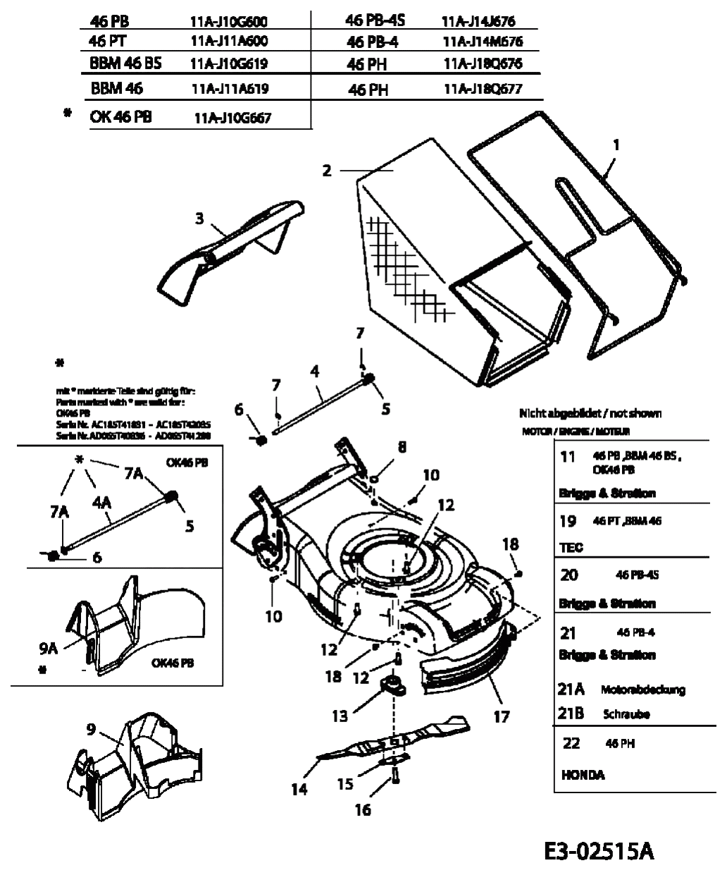 MTD Артикул 11A-J14M676 (год выпуска 2005). Травосборник, ножи, двигатель