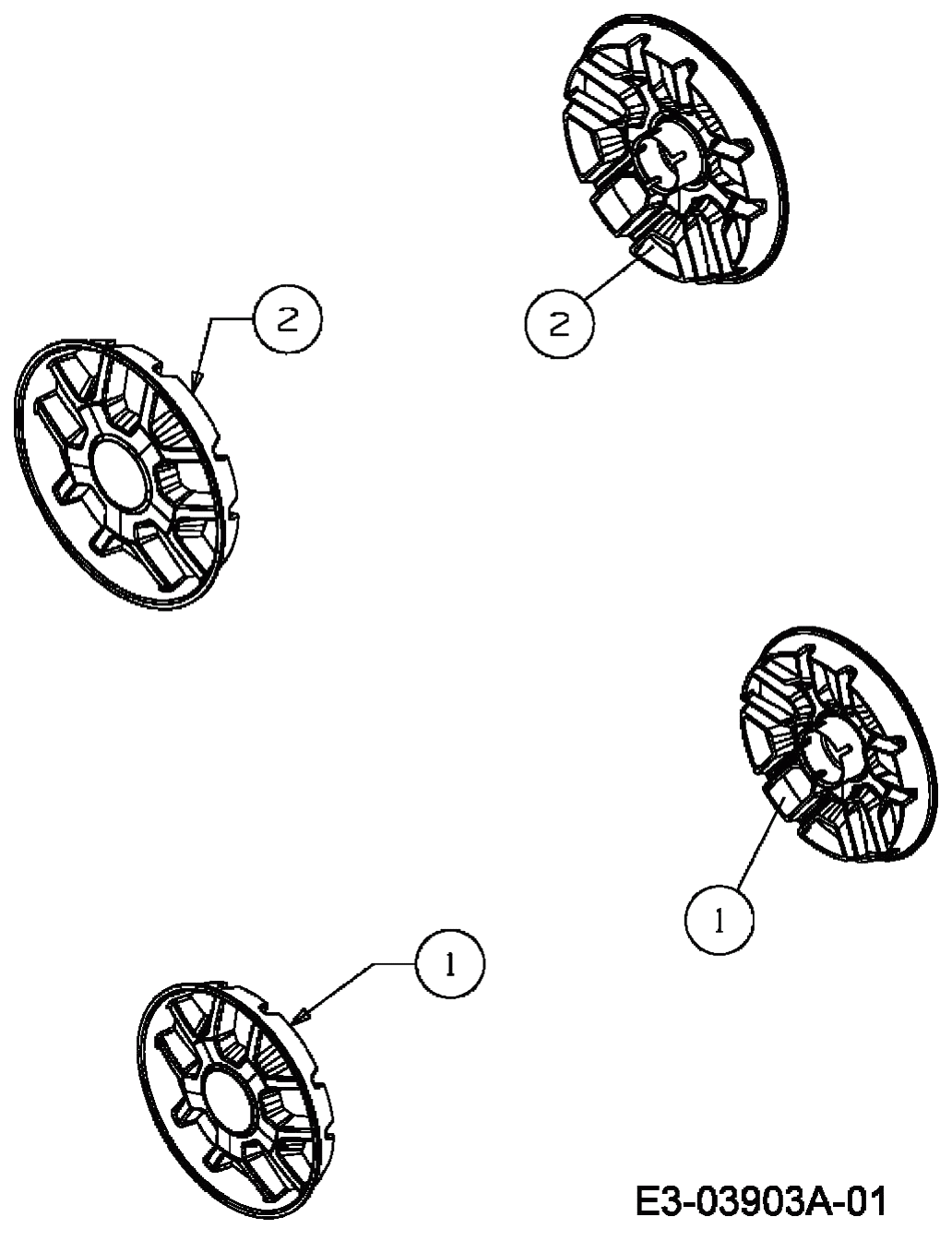MTD Артикул 12EEJ58U600 (год выпуска 2009). Колесные колпаки