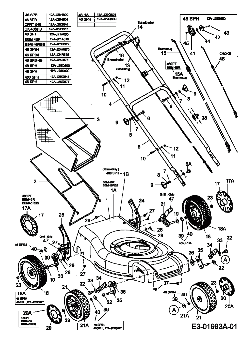 MTD Артикул 12A-J28Q600 (год выпуска 2005). Травосборник, ручка, колеса