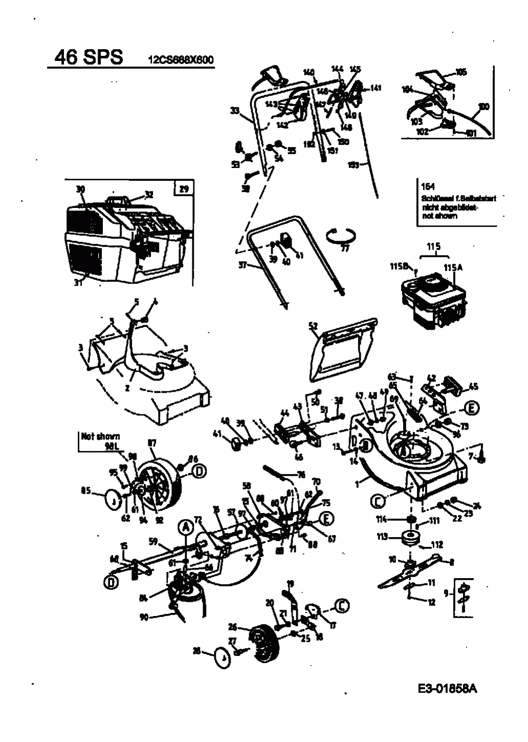 MTD Артикул 12CS668X600 (год выпуска 2003). Основная деталировка