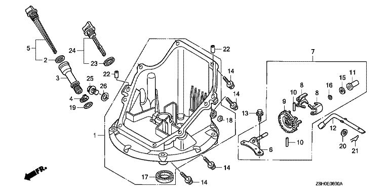 ЗАПЧАСТИ ДЛЯ ДВИГАТЕЛЯ БЕНЗИНОВОГО HONDA GCV135E (ТИП A1E7) (КРЫШКА КАРТЕРА)