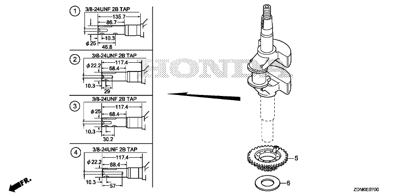 ЗАПЧАСТИ ДЛЯ ДВИГАТЕЛЯ БЕНЗИНОВОГО HONDA GCV140A (ТИП A3G7) (ВАЛ КОЛЕНЧАТЫЙ)