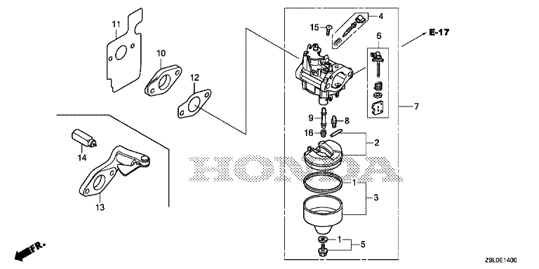 ЗАПЧАСТИ ДЛЯ ДВИГАТЕЛЯ БЕНЗИНОВОГО HONDA GCV145 (ТИП A3HV) (КАРБЮРАТОР)