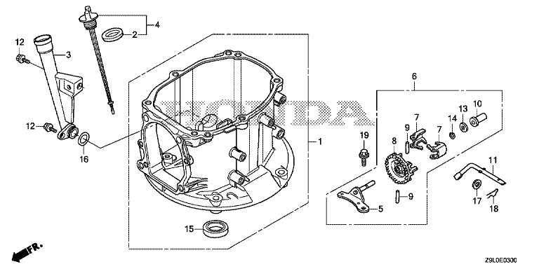 ЗАПЧАСТИ ДЛЯ ДВИГАТЕЛЯ БЕНЗИНОВОГО HONDA GCV145 (ТИП A3HV) (КАРТЕР)