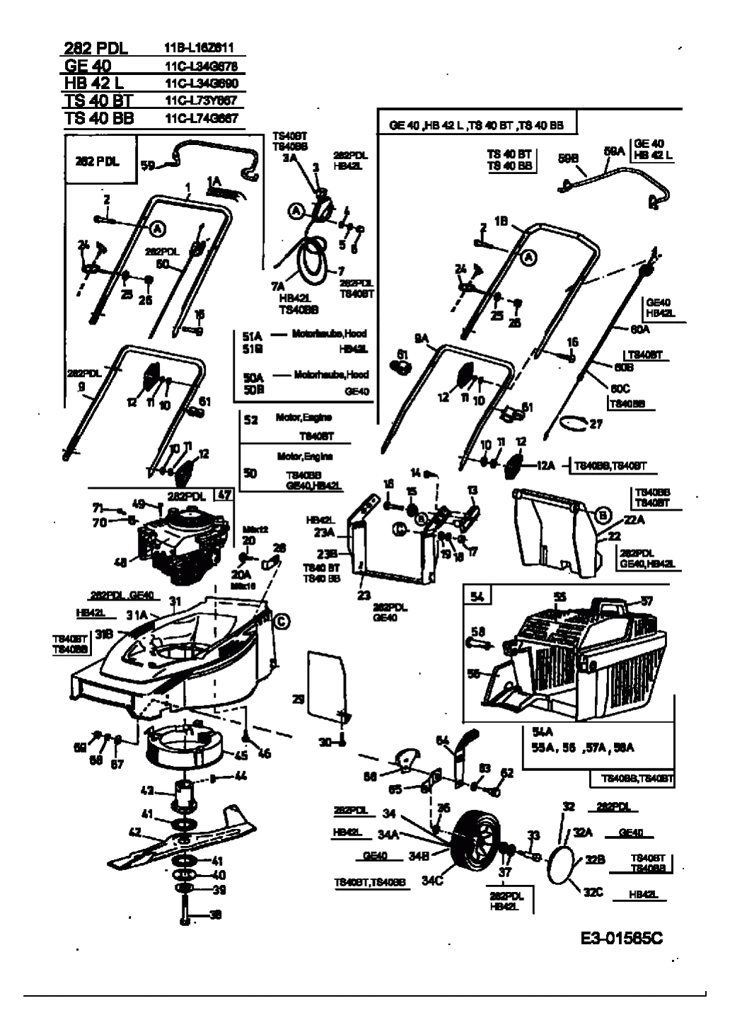MTD Артикул 11C-L34G678 (год выпуска 2003). Основная деталировка