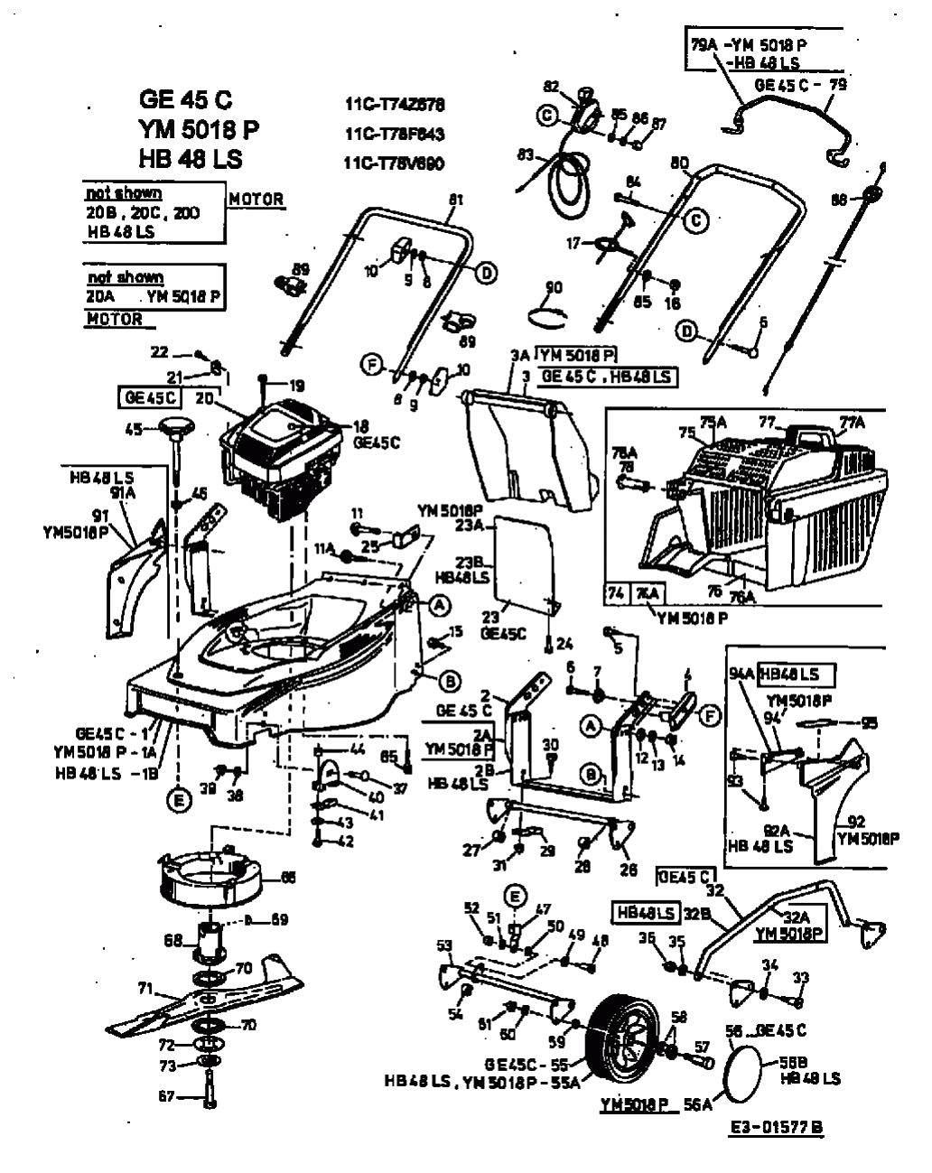 MTD Артикул 11C-T74Z678 (год выпуска 2001). Основная деталировка