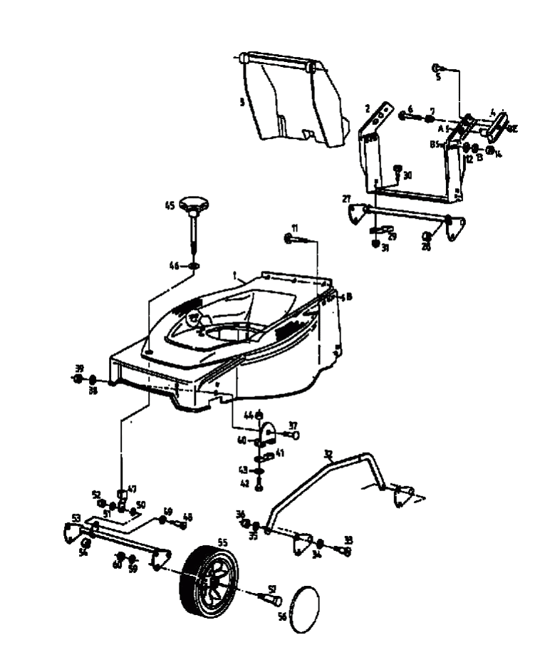 MTD Артикул 11A-T34Z678 (год выпуска 1998). Передние колеса, регулятор высоты реза