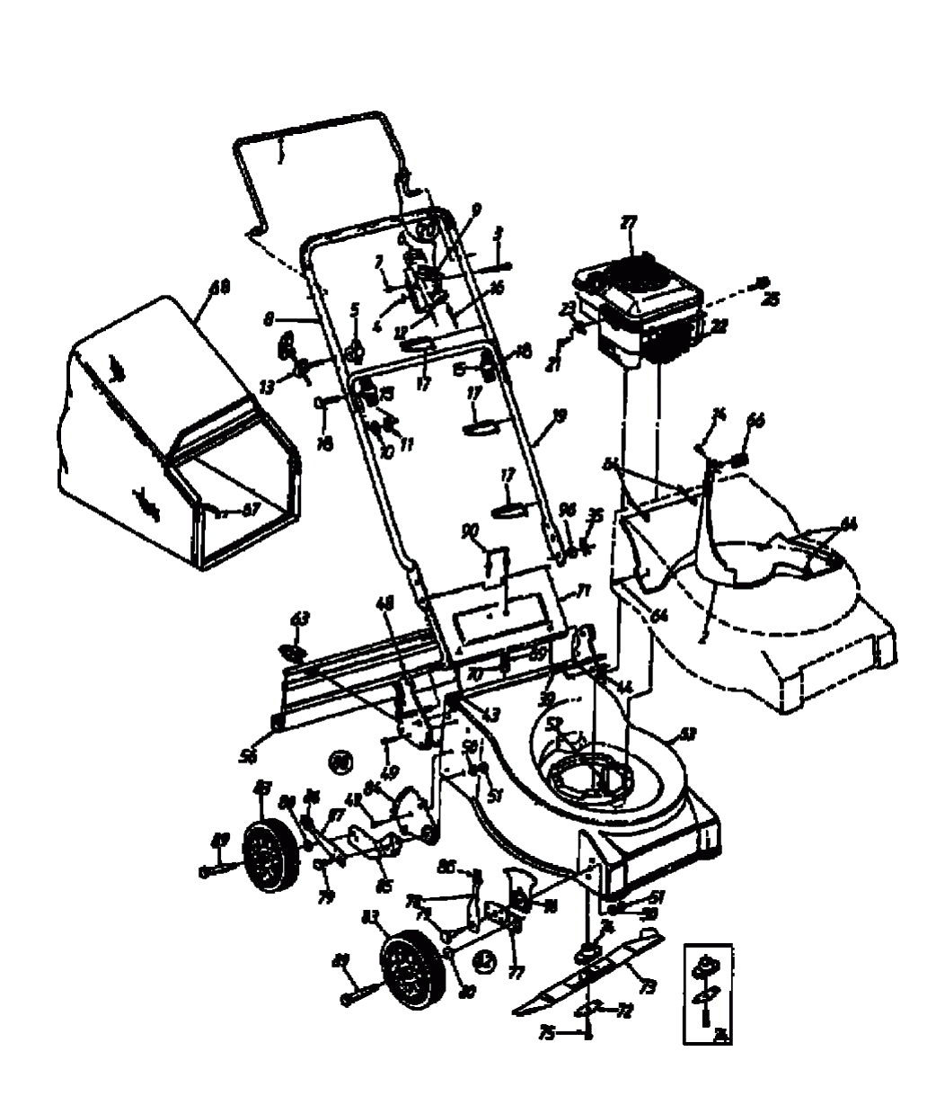 MTD Артикул 11A-660A678 (год выпуска 1998). Основная деталировка