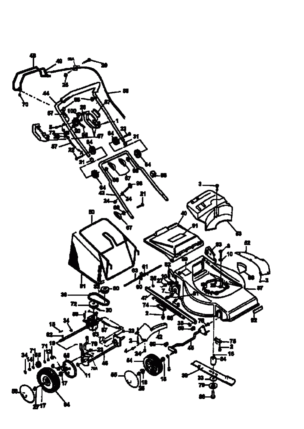 MTD Артикул GX50SB678 (год выпуска 1997). Основная деталировка
