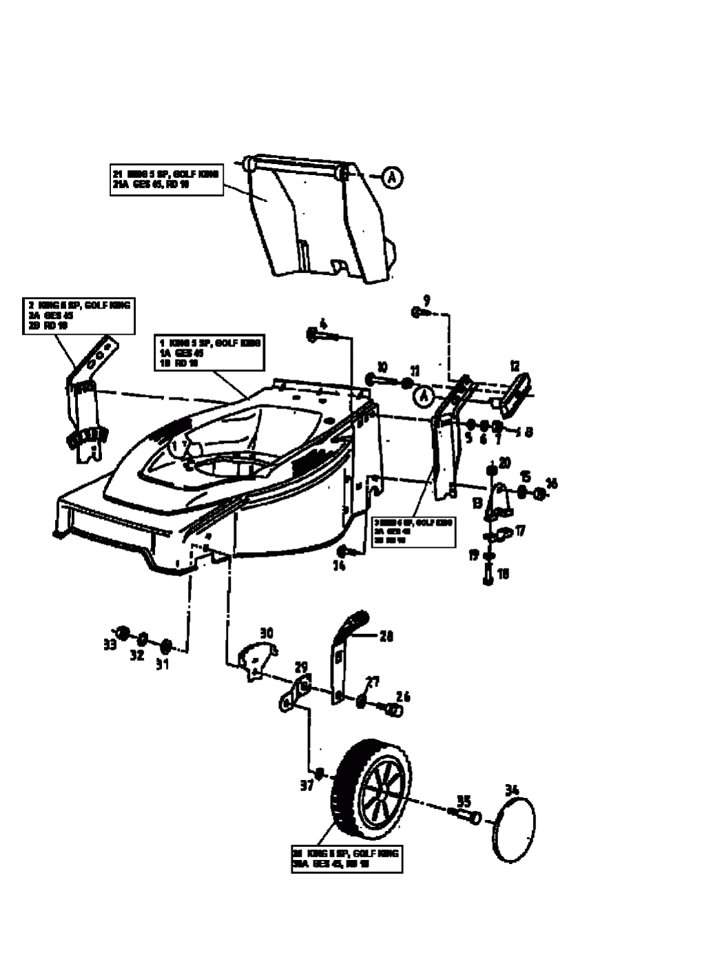 MTD Артикул 12B-T02Z678 (год выпуска 1999). Передние колеса, регулятор высоты реза