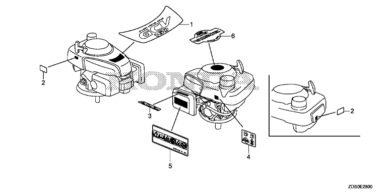 ЗАПЧАСТИ ДЛЯ ДВИГАТЕЛЯ БЕНЗИНОВОГО HONDA GCV160H (ТИП N2EE) (ТАБЛИЧКИ МАРКИРОВОЧНЫЕ)