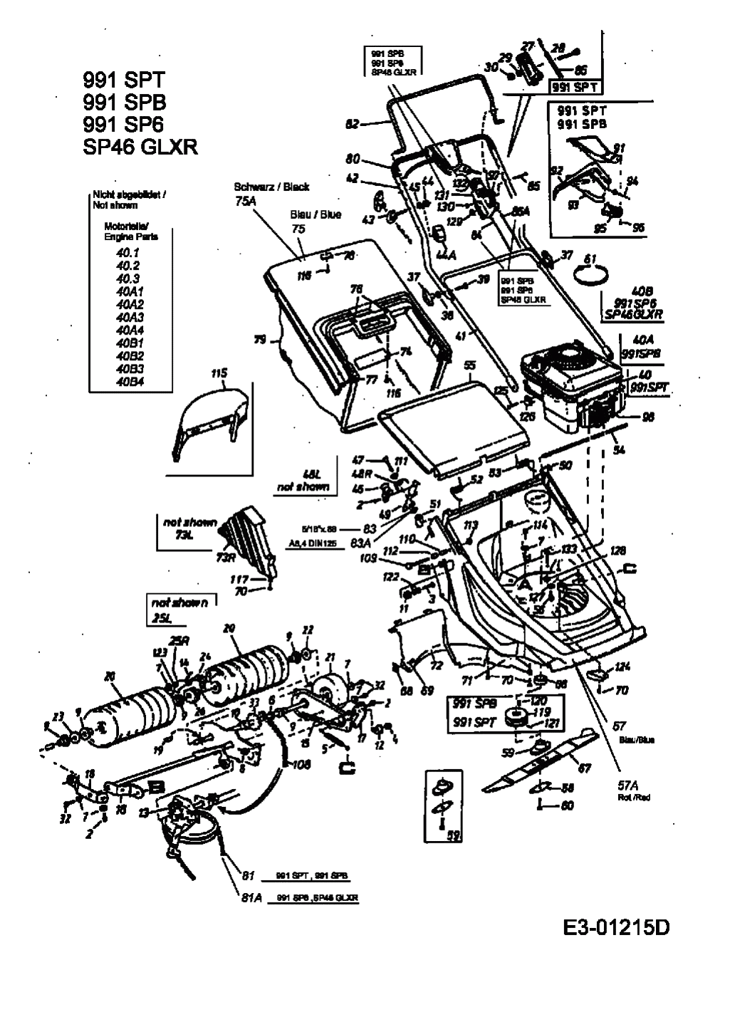 MTD Артикул 12B-658C678 (год выпуска 2001). Основная деталировка