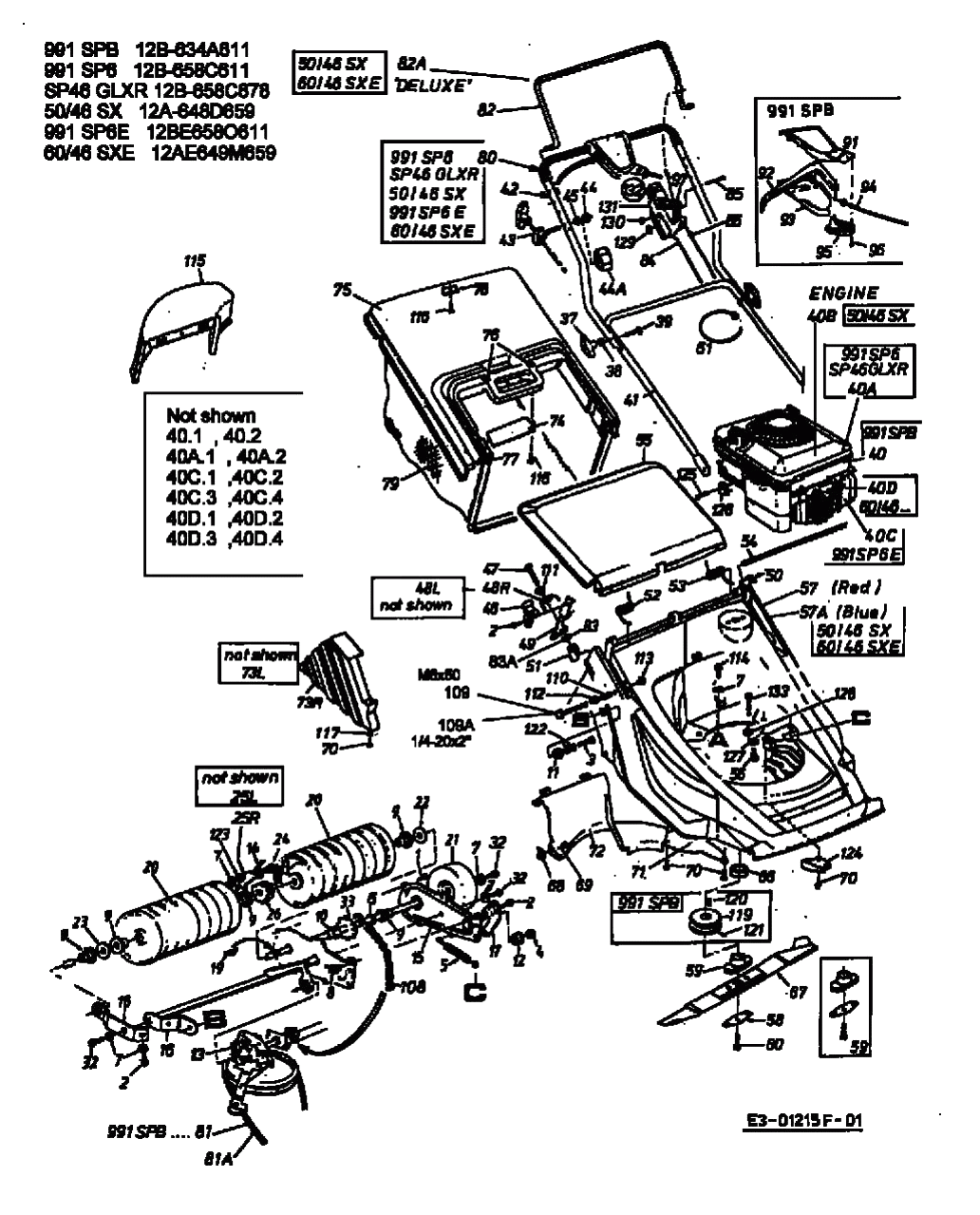 MTD Артикул 12B-658C678 (год выпуска 2002). Основная деталировка