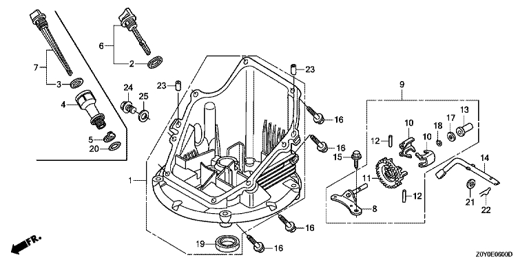 ЗАПЧАСТИ ДЛЯ ДВИГАТЕЛЯ БЕНЗИНОВОГО HONDA GCV190A (ТИП A1AE) (КРЫШКА КАРТЕРА)