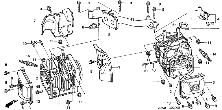 ЗАПЧАСТИ ДЛЯ ДВИГАТЕЛЯ БЕНЗИНОВОГО HONDA GCV530 (ТИП CEE9 GJAJM-1000001-1049999) (ГОЛОВКА ЦИЛИНДРА, ЦИЛИНДР)