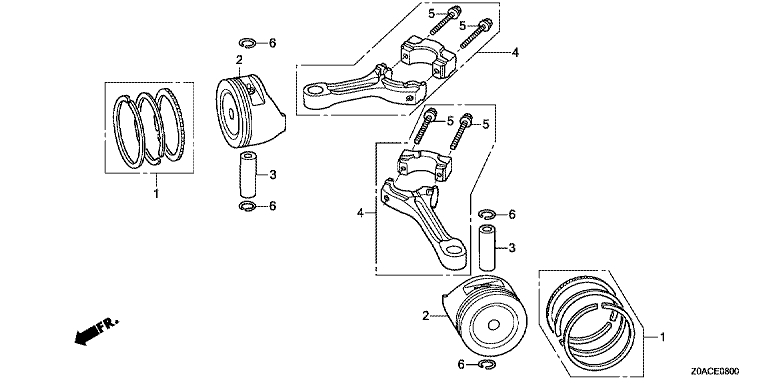 ЗАПЧАСТИ ДЛЯ ДВИГАТЕЛЯ БЕНЗИНОВОГО HONDA GCV530 (ТИП PEE9 GJAJM-1051340) (ПОРШЕНЬ, КОЛЬЦА ПОРШНЕВЫЕ, ШАТУН)